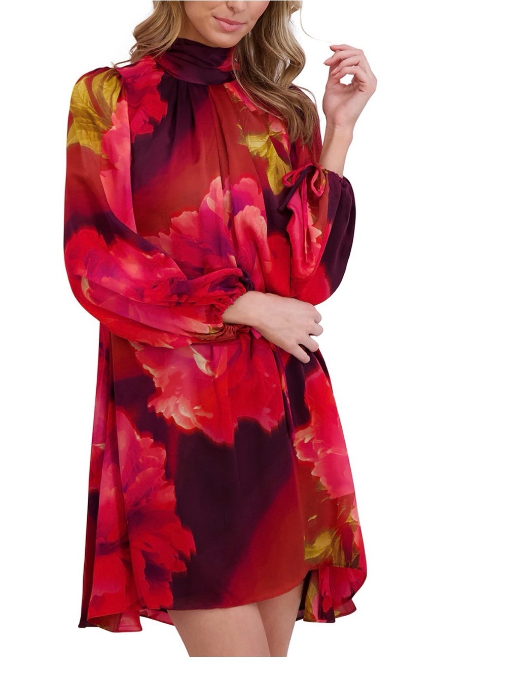 Ted Baker Long Sleeve Bow Neck Mini Dress